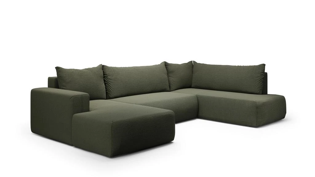预计3周后发货 Nazar Home Canapé D'Angle Convertible 6 Places - Angle Gauche - Nala - Tissu Vert Foncé 1