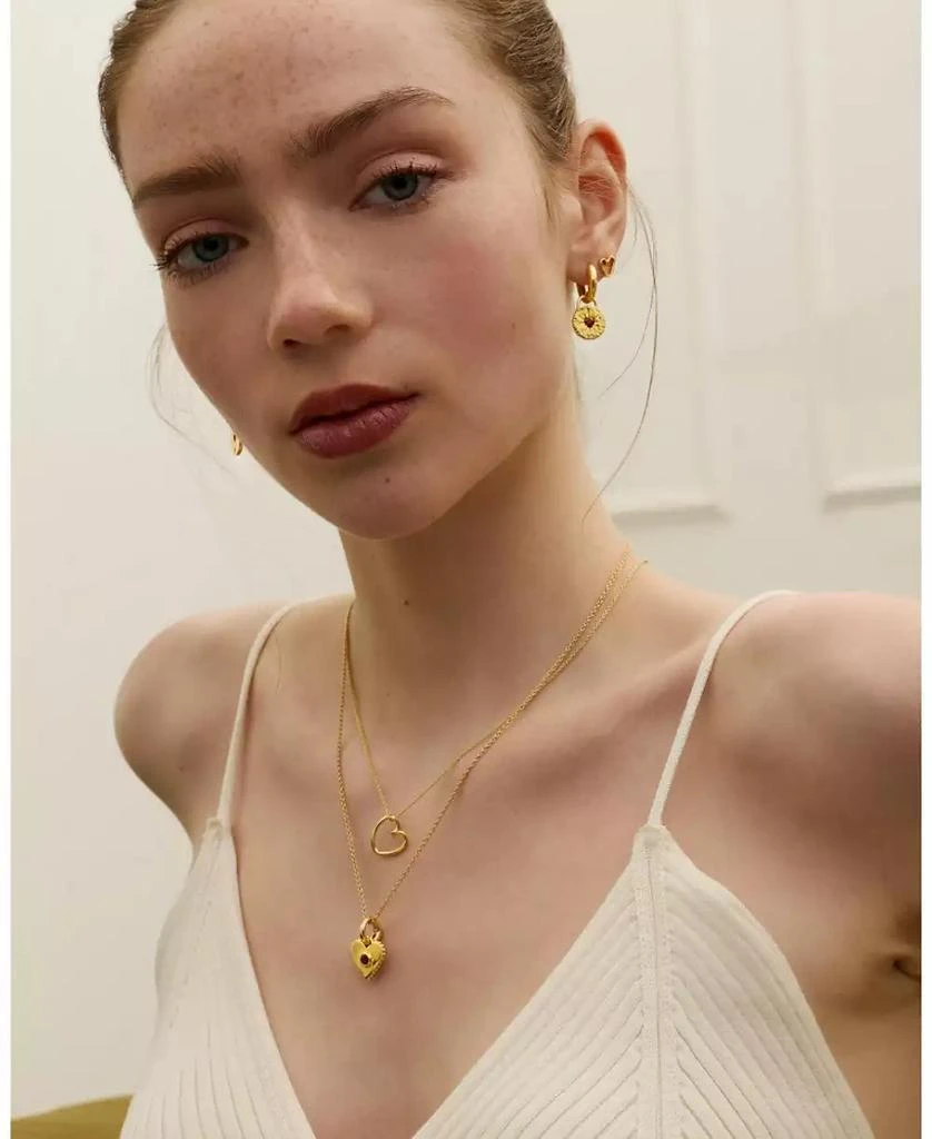 Ottoman Hands Garnet Heart Huggie Earrings 5