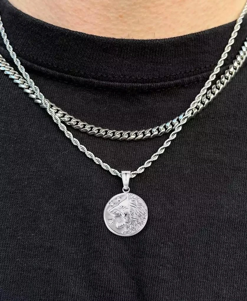 Rhona Sutton Silver Stainless Steel Lion Coin Pendant Necklace 3