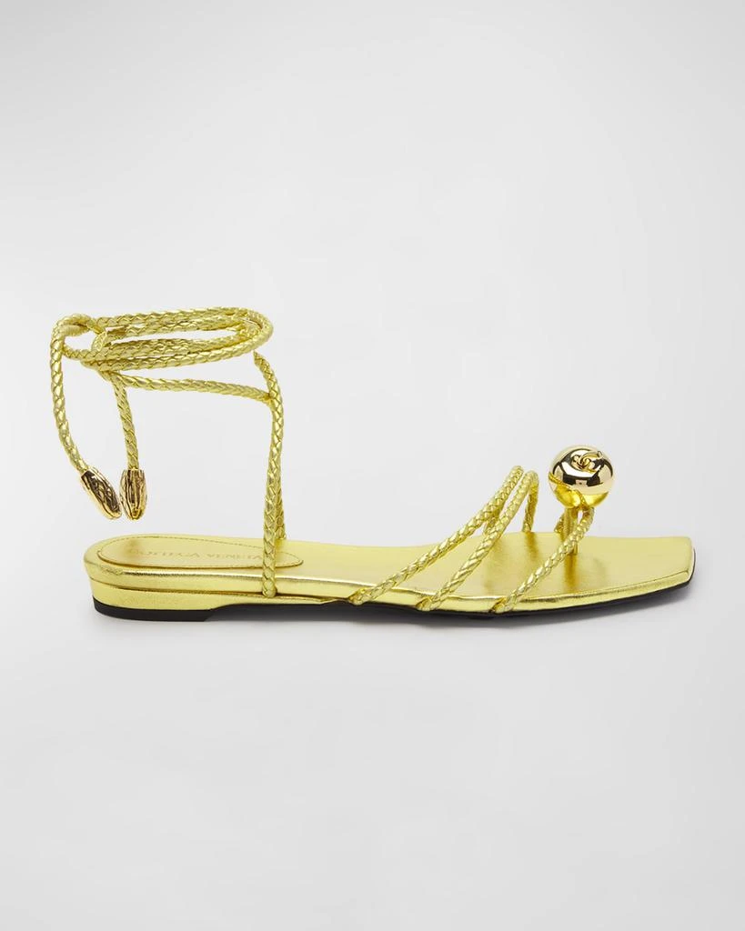 Bottega Veneta Adam Metallic Apple Ankle-Wrap sandals 1