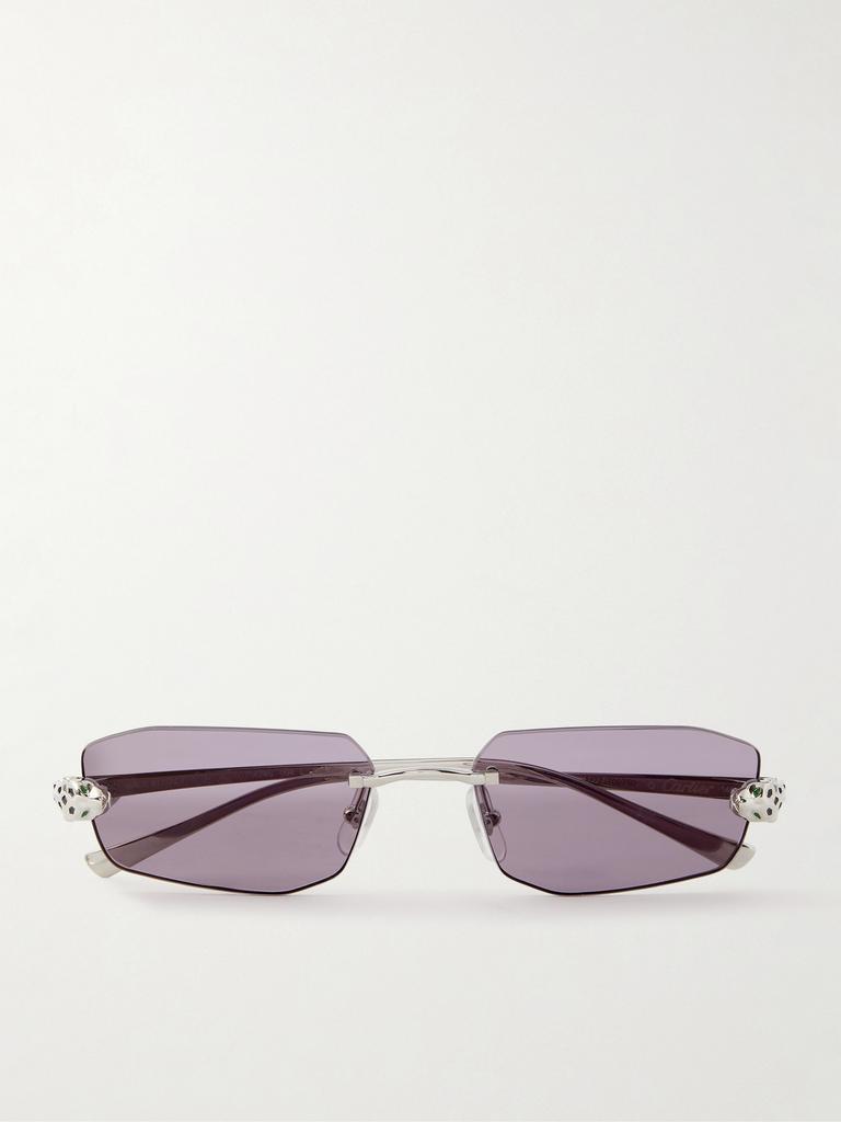 Cartier Eyewear 银色长方框太阳镜