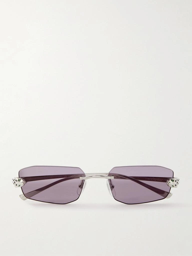 Cartier Eyewear 银色长方框太阳镜 1