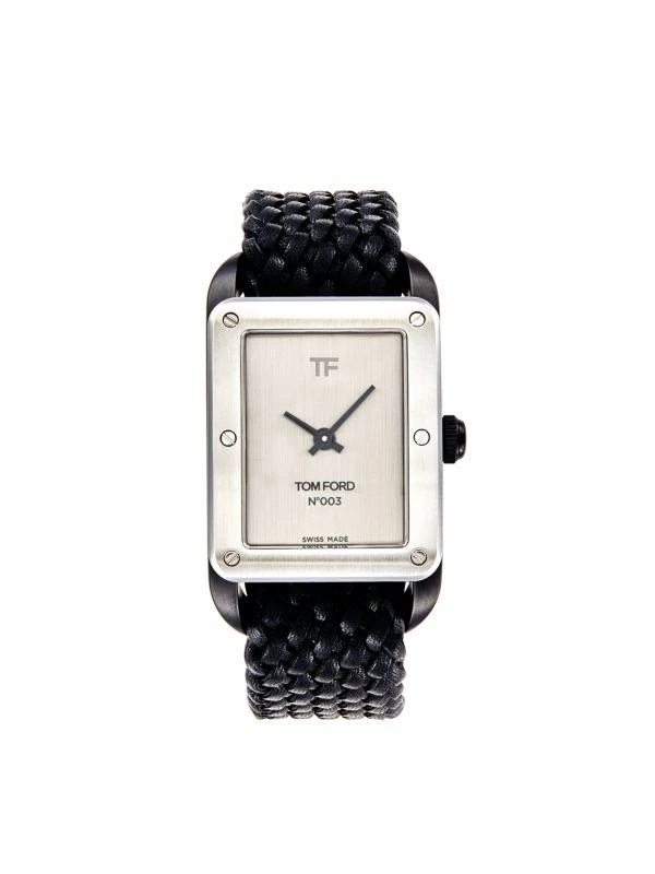 Tom Ford No.003 31MM Stainless Steel & Braided Leather Strap Watch 1