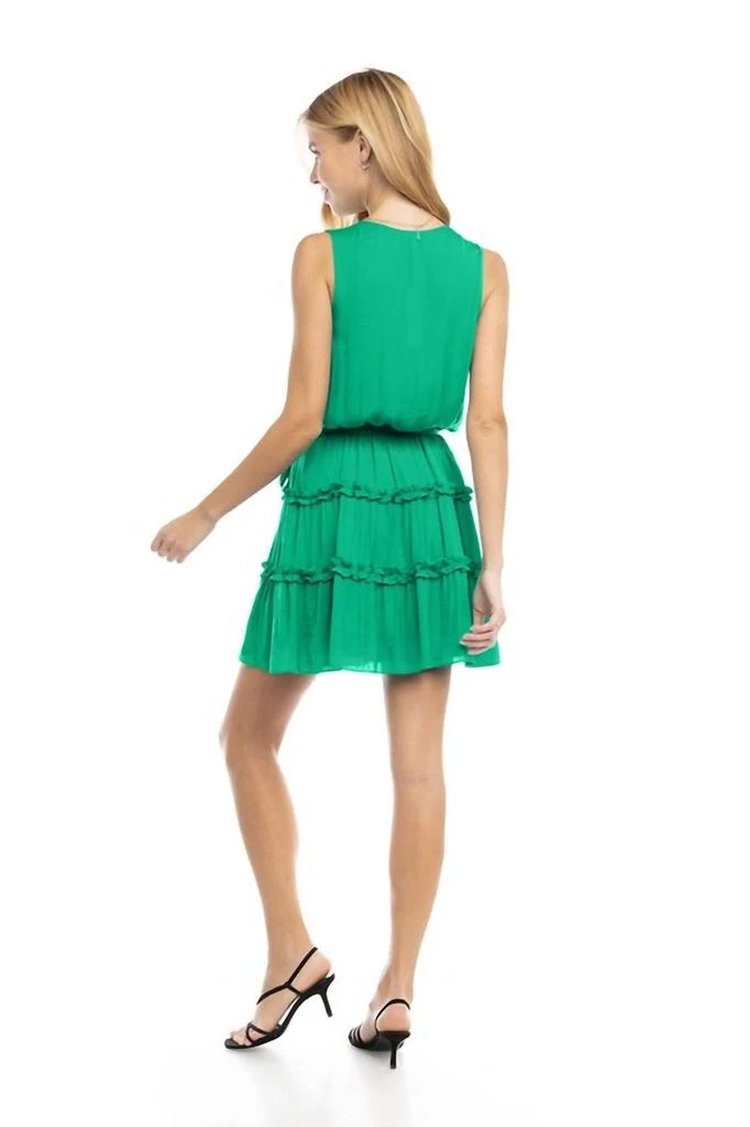Naked Zebra Aurora Ruffle Tie Dress In Peridot 3