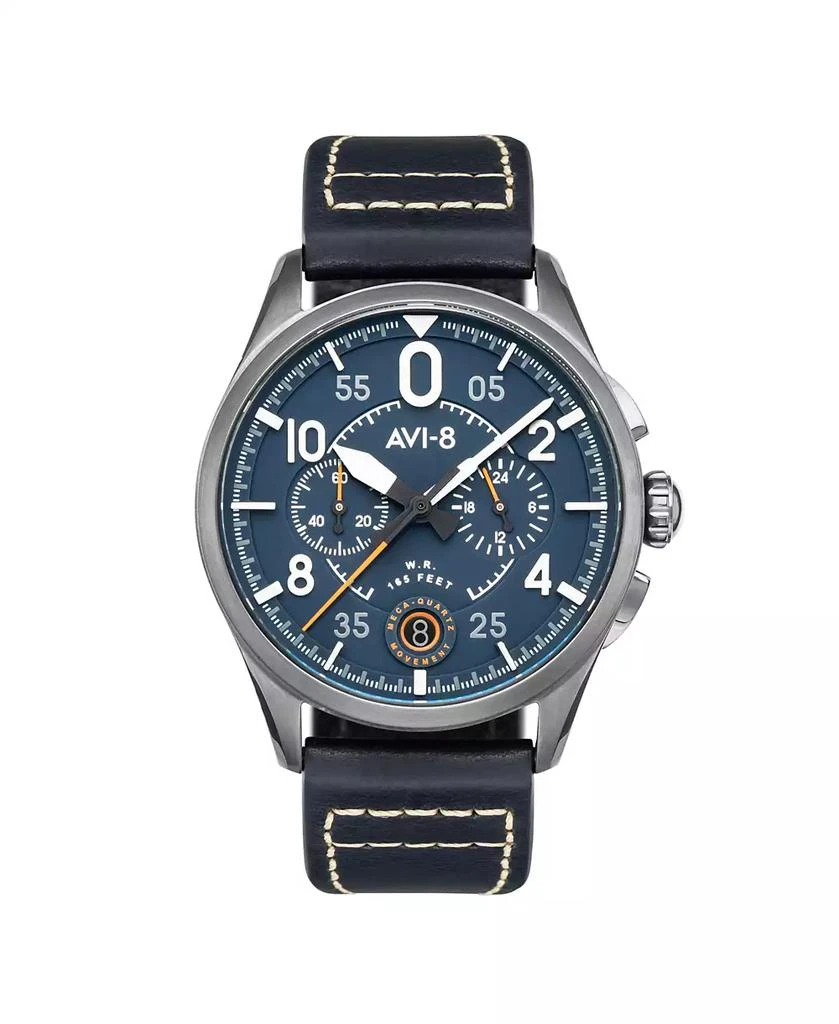 AVI-8 Men's Spitfire Lock Chronograph Blue Leather Strap Watch 1