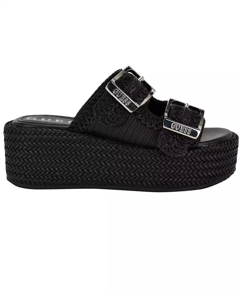 GUESS Women's Binks Double-Buckle Woven Platform Wedge Sandals 2