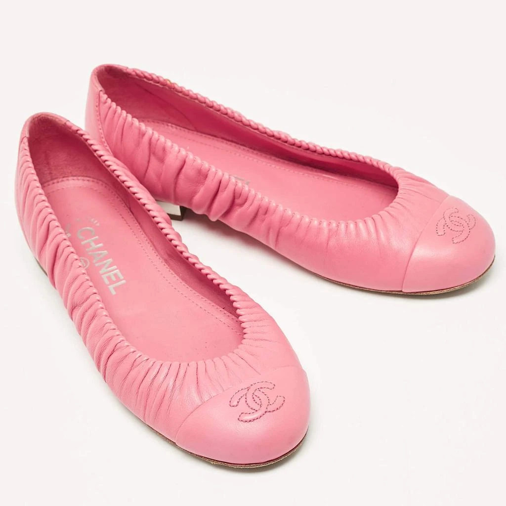 Chanel Chanel Pink Leather CC Cap Toe Ballet Flats Size 37.5 4
