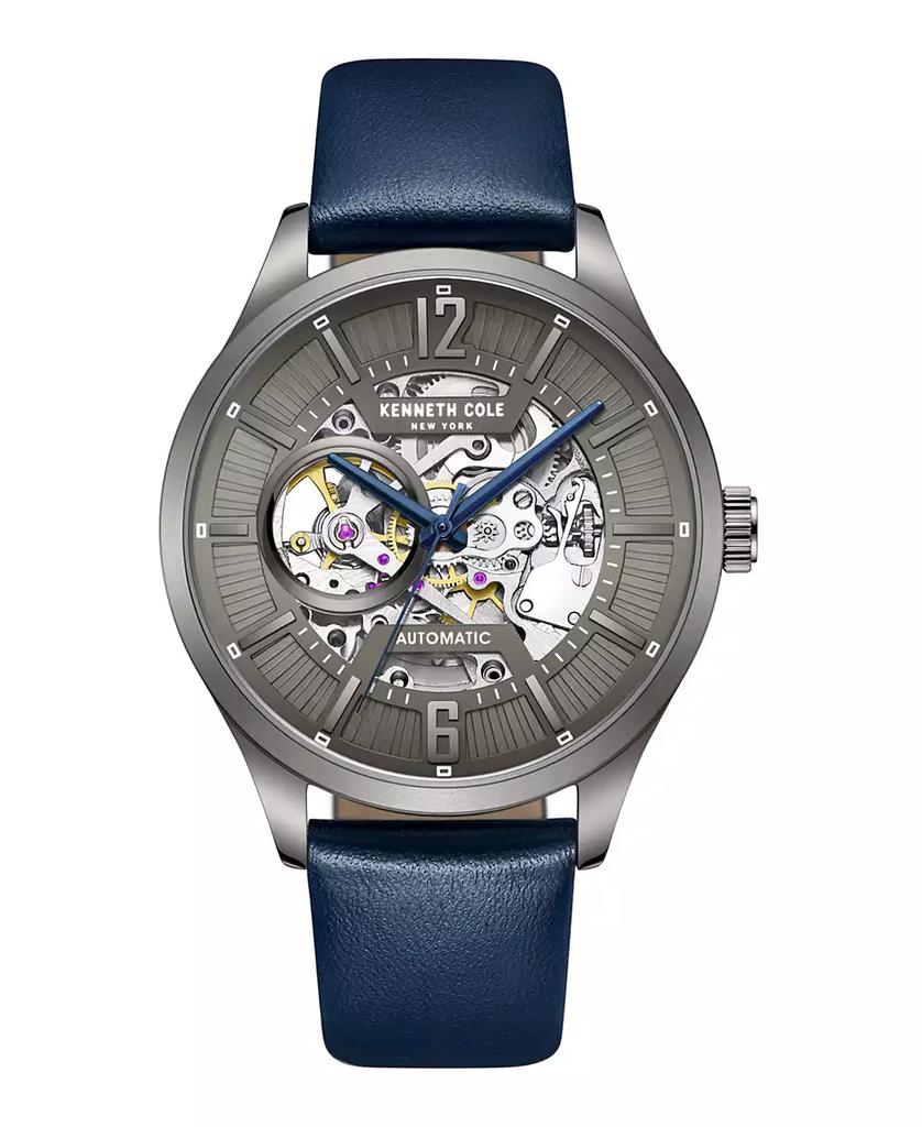 Kenneth Cole Men's Automatic Blue Genuine Leather Strap Watch 42mm