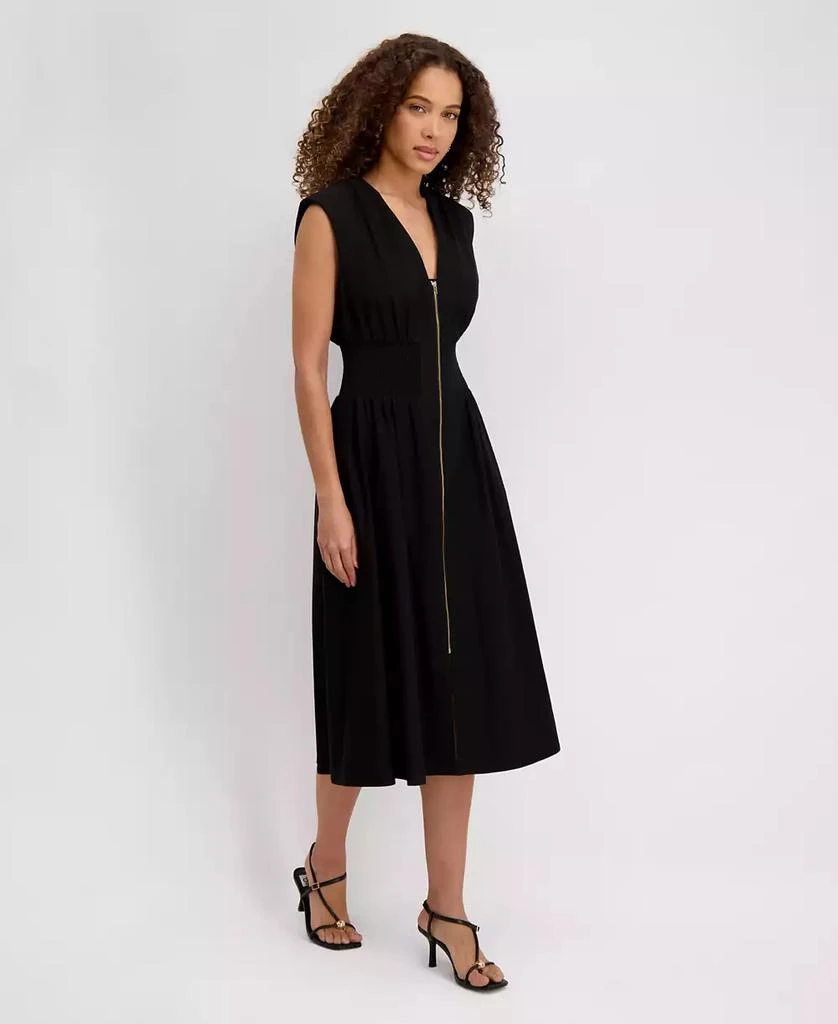 Kensie Women's Sleeveless V-Neck Zip-Front Maxi Dress 2