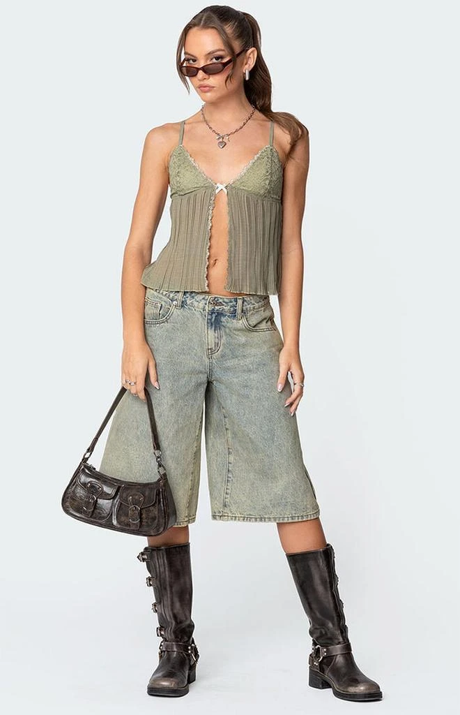 Edikted Pleated Lacey Split Front Tank Top 2