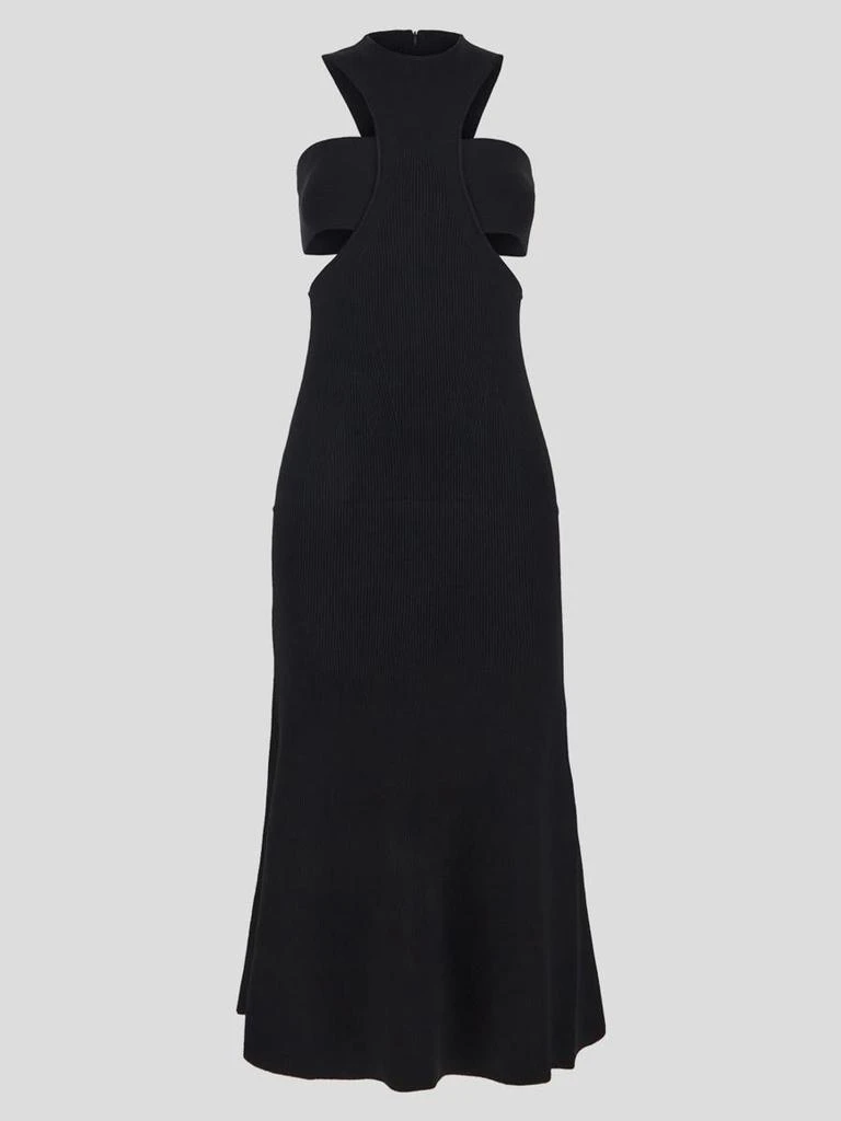 black maxi knitted dress The Mode Sheer Knit Off The Shoulder Maxi Dress in Black main image 0