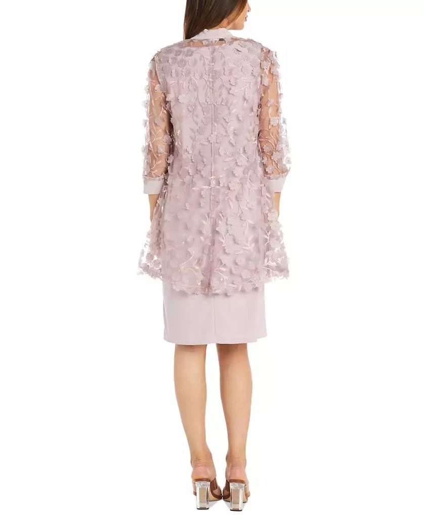 R & M Richards Petite 3D Floral Mesh Jacket & Necklace Dress Set 4