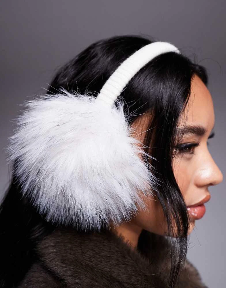 ASOS 4505 Ski faux fur ear muffs in white 2