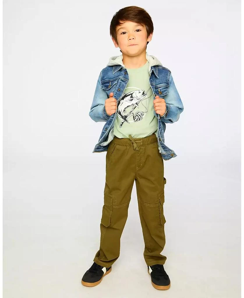 Deux par Deux Toddler Boys Stretch Twill Carpenter Pants Dark Khaki Green 4