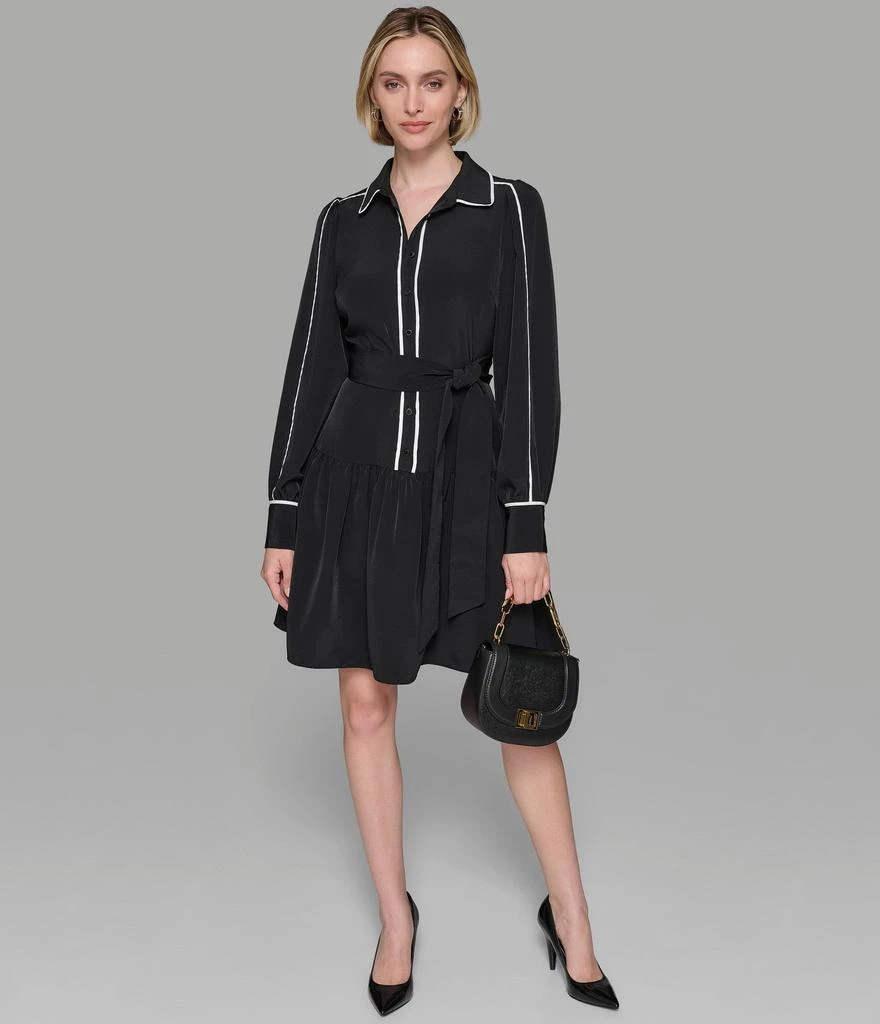Karl Lagerfeld Paris FIT & FLARE SHIRT DRESS WITH CONTRAST PIPING 5