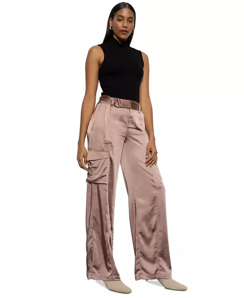 Sanctuary Women's Satin Wide-Leg Cargo Pants 4