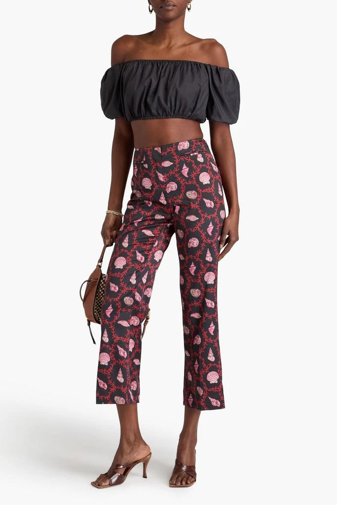 Saloni Capri Flute printed stretch-silk twill kick-flare pants 2