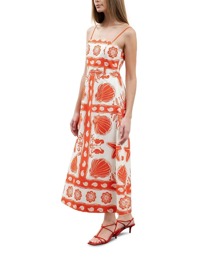 Moon River Printed Scallop Neck Midi Dress 3