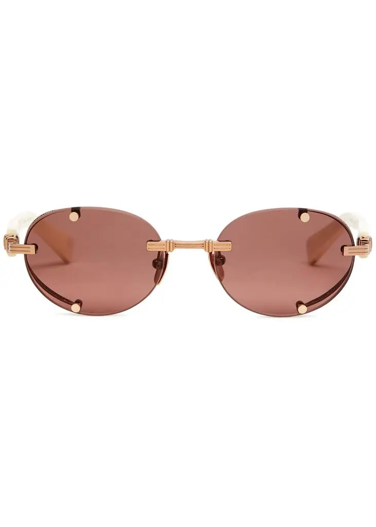 BALMAIN EYEWEAR Monsieur rimless oval-frame sunglasses 2