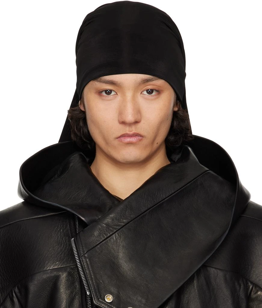 Rick Owens Black Hollywood Stretch Cupro Jersey Wig Hat 1