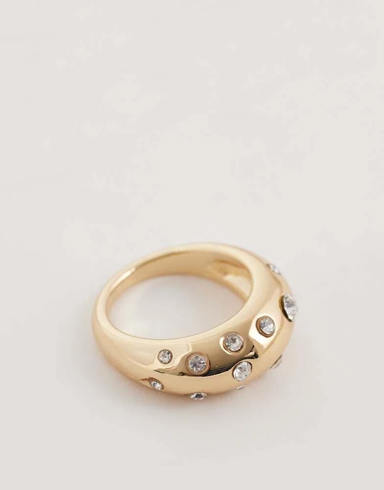 ASOS ASOS DESIGN bubble ring with crystal details in gold tone