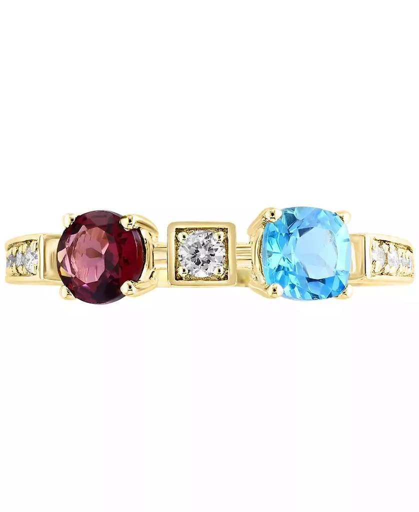 LALI Jewels Swiss Blue Topaz (3/4 ct. t.w.), Rhodolite (1/6 ct. t.w.) 
Diamond (1/6 ct. t.w.) Ring in 14k Yellow Gold 3