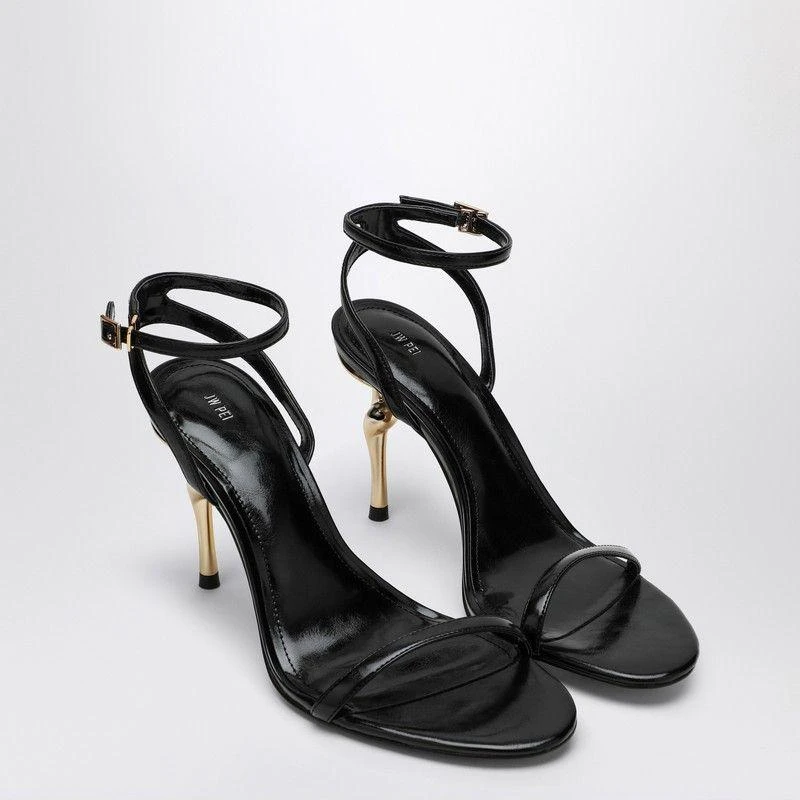 JW PEI ALIVIA BLACK SANDALS WITH GOLDEN METAL HEEL 1