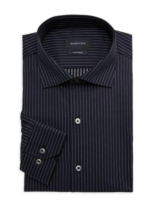 BUGATCHI Striped Comfort Stretch Fit Dress Shirt 1