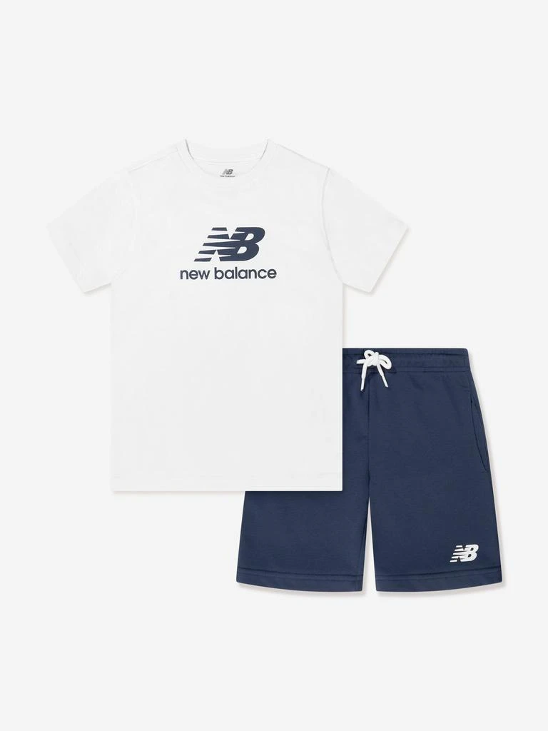New Balance New Balance Boys Stacked Logo T-Shirt and Shorts Set in White