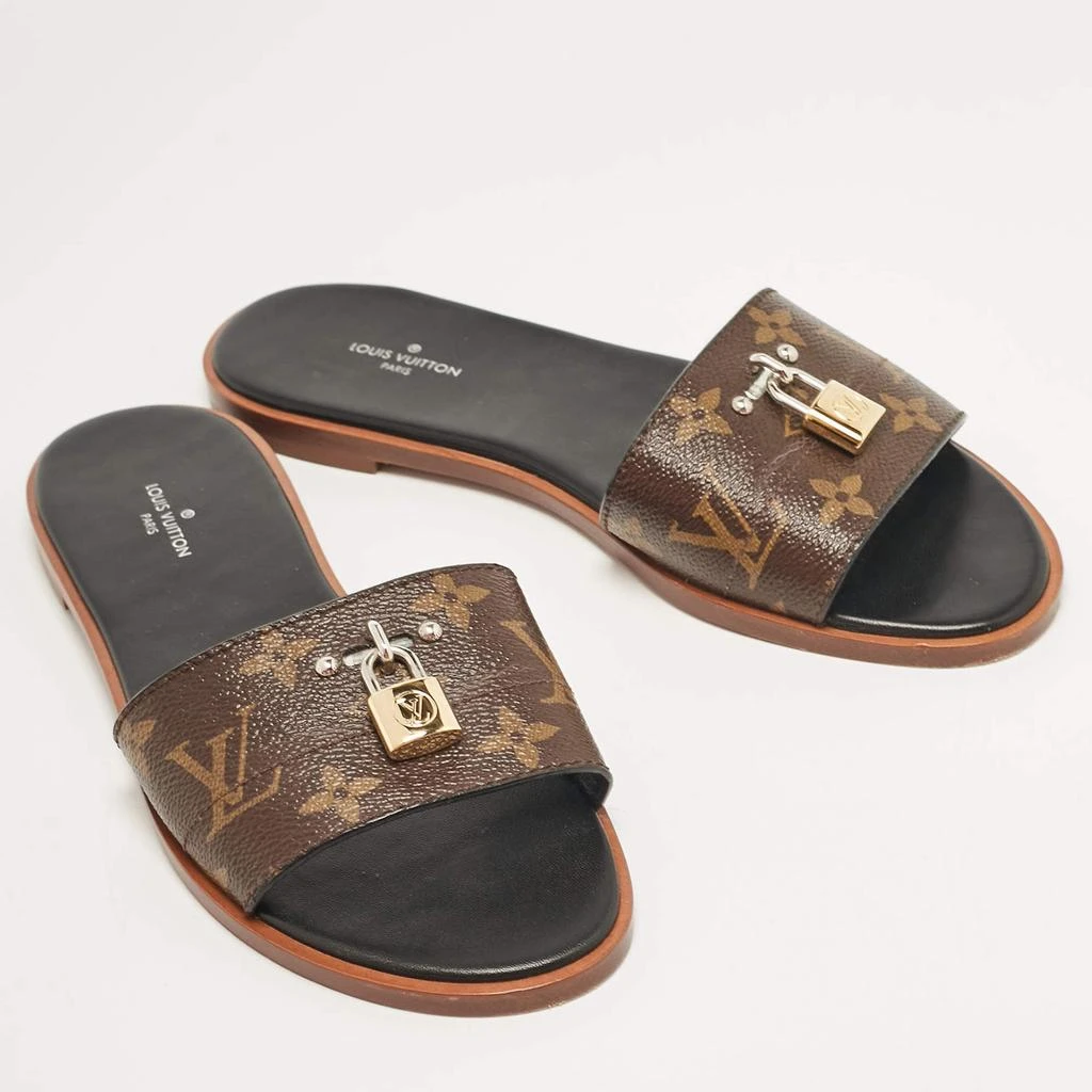 Louis Vuitton Louis Vuitton Brown Monogram Canvas Lock It Flat Slides Size 37 4