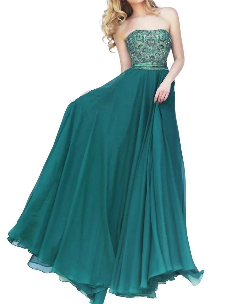 slim fit dress slacks Sherri Hill Dress 56599 Halter Neckline Fitted Silhouette – normansbridal main image 0