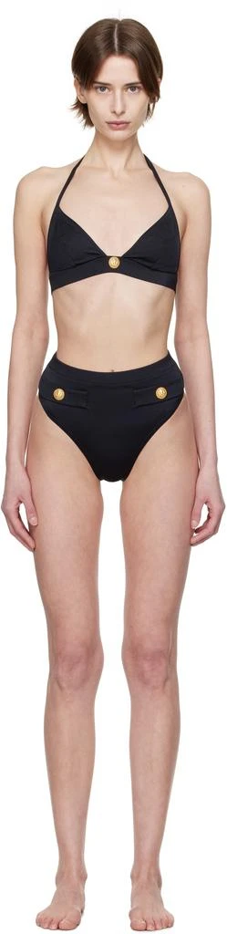 Balmain Black Button Triangle Bikini
