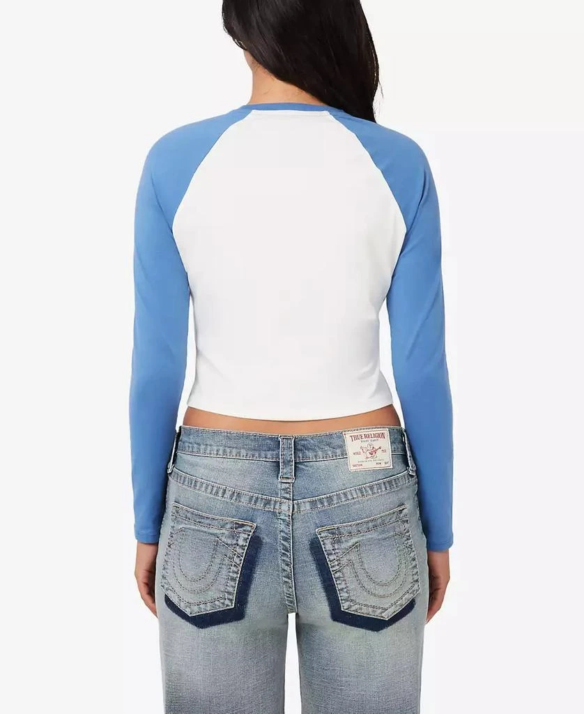 True Religion Women's Vintage-Style Contrast Raglan Top 2