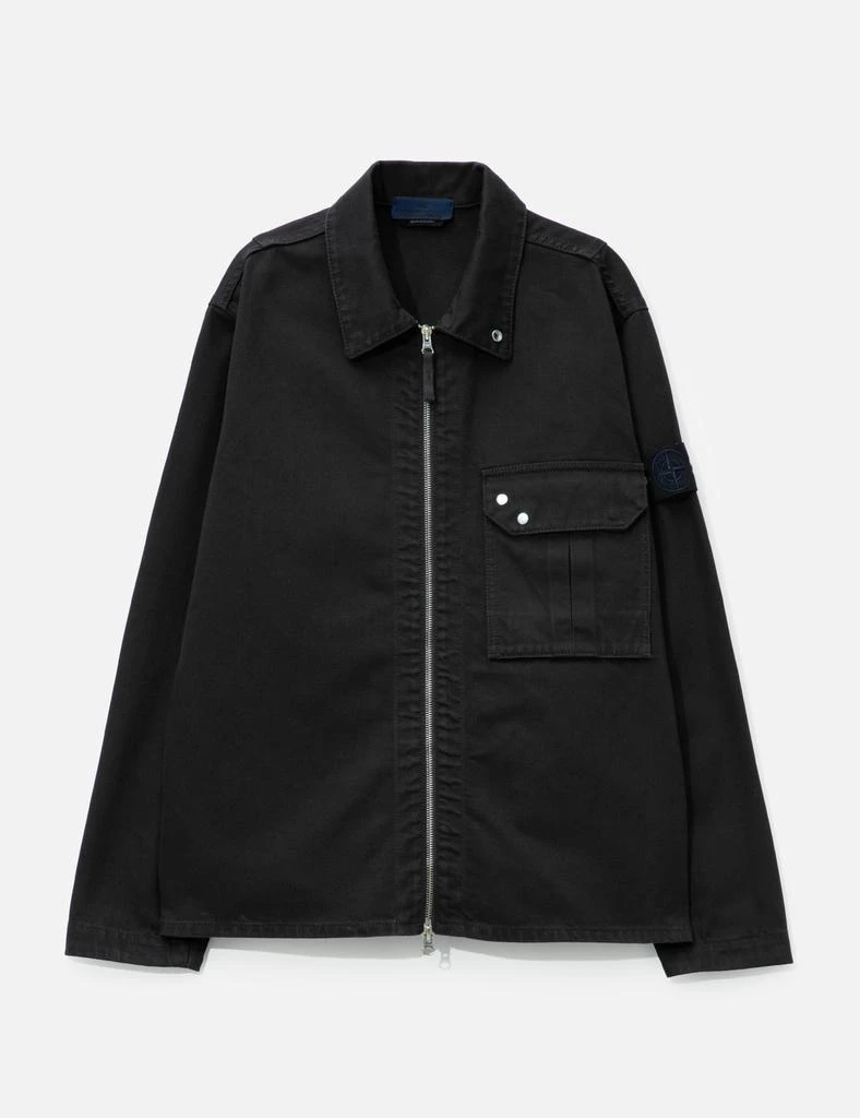 Stone Island Garment Dyed Denim Zip-Up Overshirt