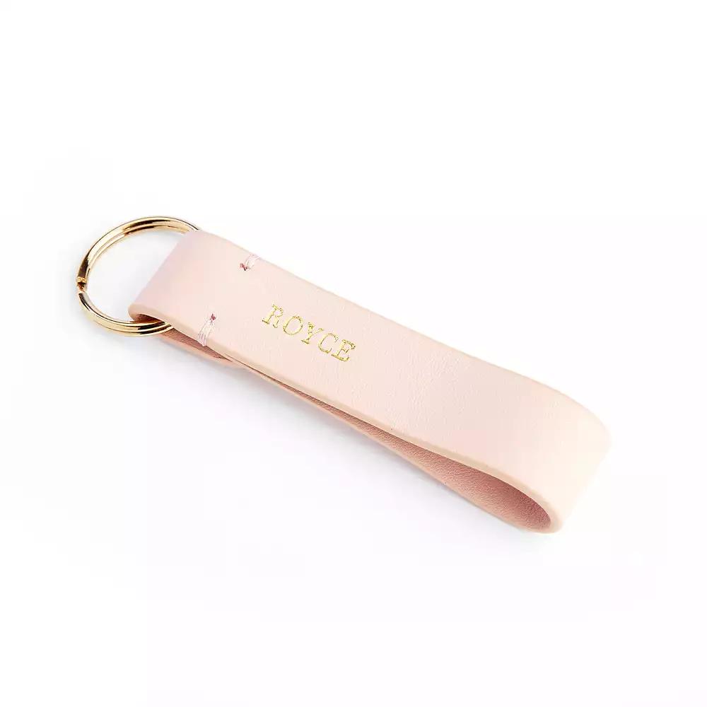 ROYCE New York Leather Loop Key Fob with Gold Hardware