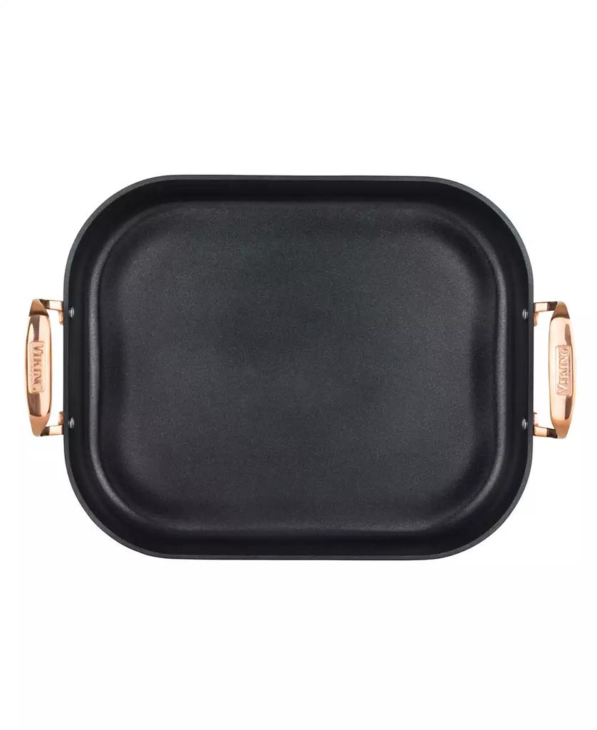 VIKING Hard Anodized Non-Stick Roaster with Rack and Carving Set, Copper Handles