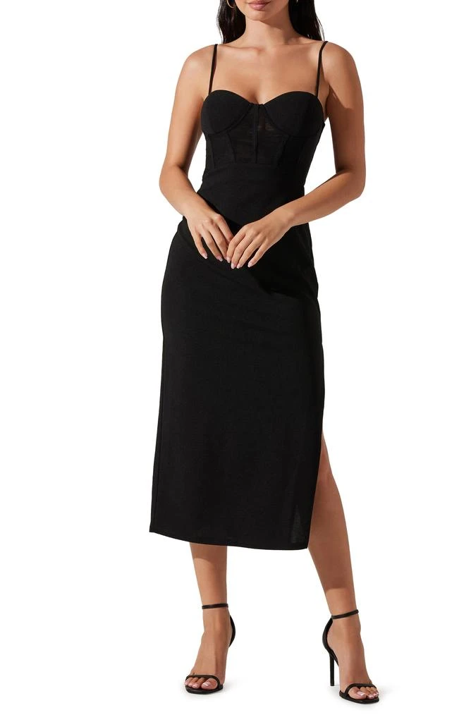 ASTR Contrast Mesh Bustier Midi Dress 1
