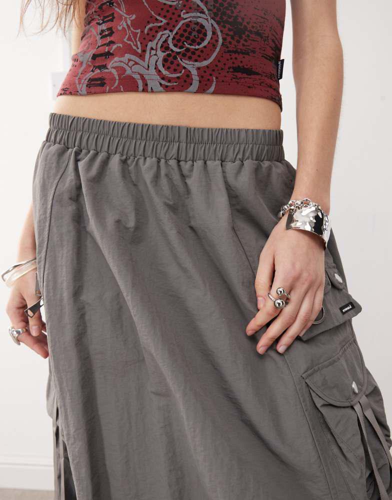 minga Minga London nylon puff midi skirt in grey