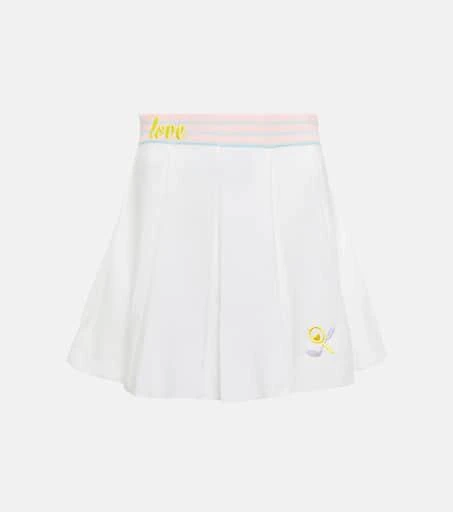 LOVESHACKFANCY Roz embroidered pleated miniskirt 1