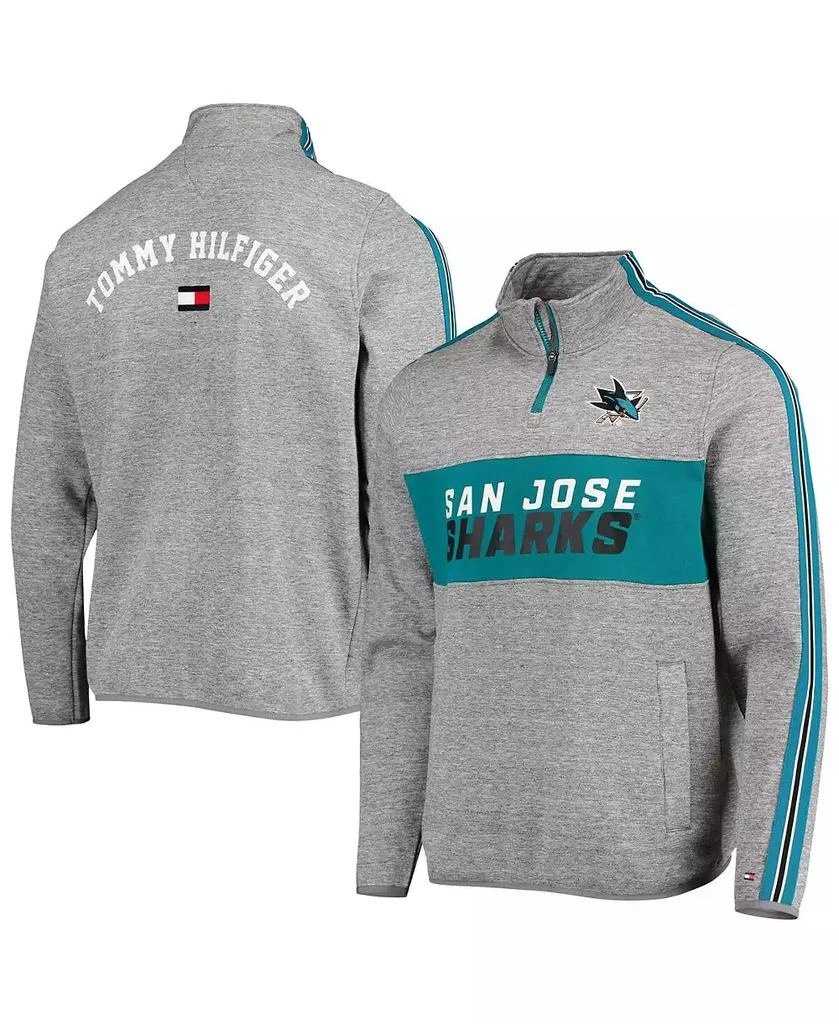 Tommy Hilfiger Men's Heathered Gray San Jose Sharks Mario Quarter-Zip Jacket 1