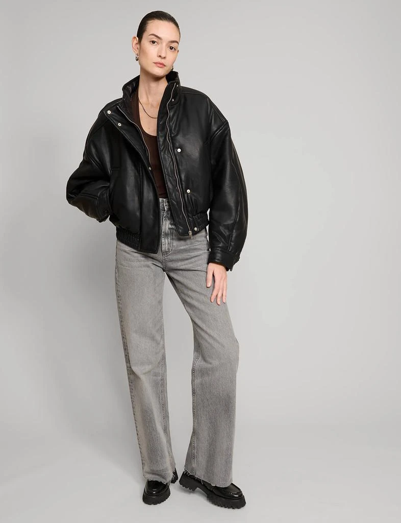 Pixie Market Crop Leather Bomber Jacket 8