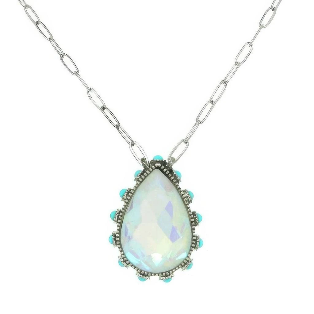 TRUEDAMES Western Teardrop Cut Gemstone Turquoise Necklace 2