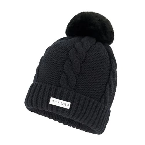 Spyder Spyder Women
s Cable Knit Pom Pom Beanie with Ribbed Cuff