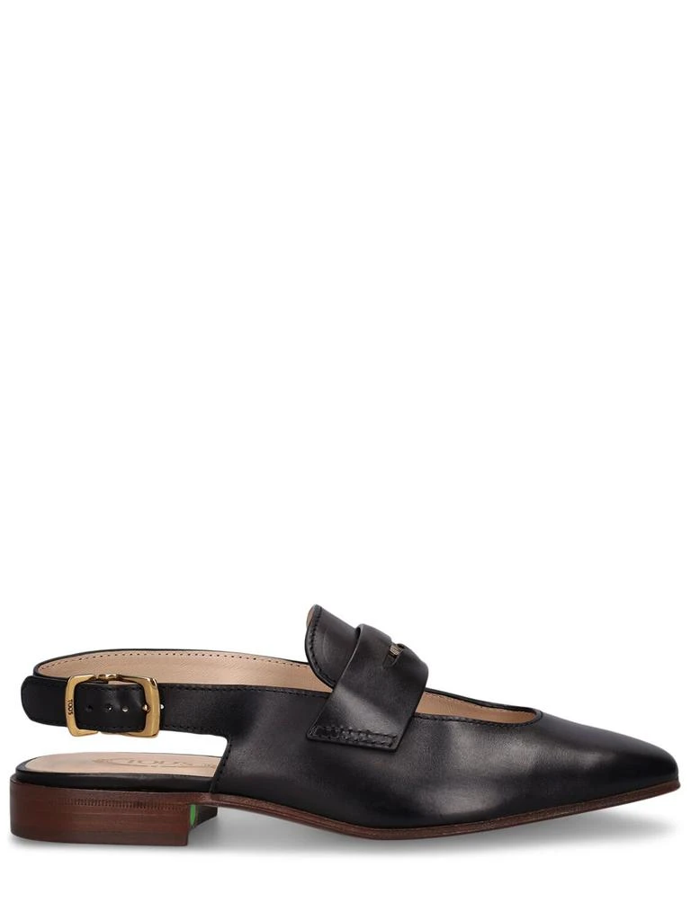 Tod's 10mm Penny Leather Slingback Shoes 4