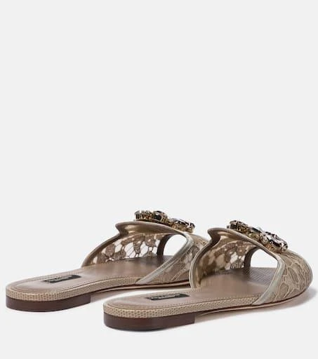 Dolce 
Gabbana Bianca embellished lace slides 3