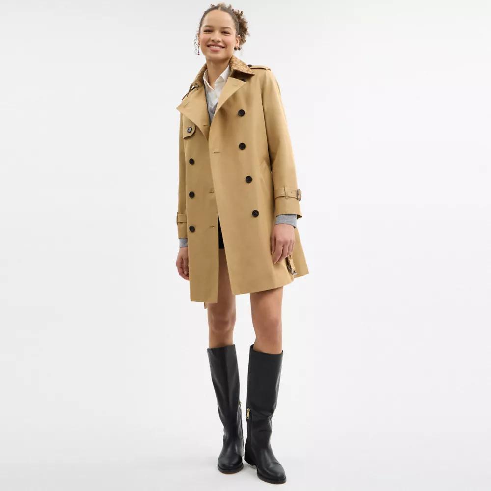 Coach Mid Trench Coat With Signature Collar