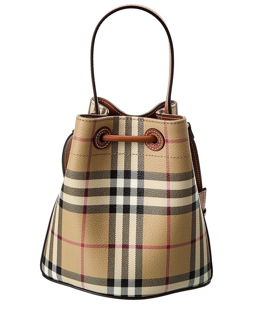 Burberry Check Mini E-Canvas & Leather Bucket Bag
