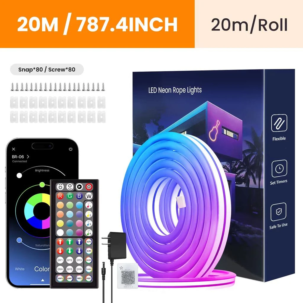 Shop Flexible RGB LED Rope Lights with Remote and App Control for ...