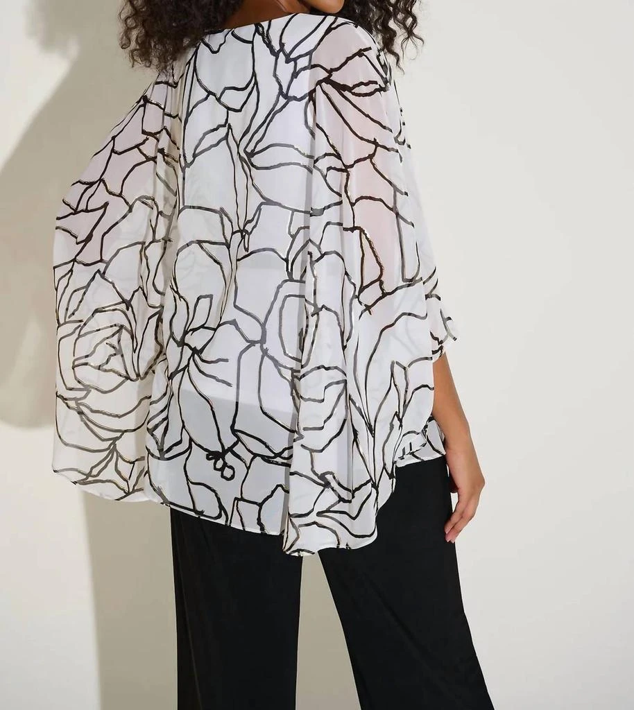 JOSEPH RIBKOFF Joseph Ribkoff - Floral Print V-neck 3/4 Sleeves Poncho Top 2