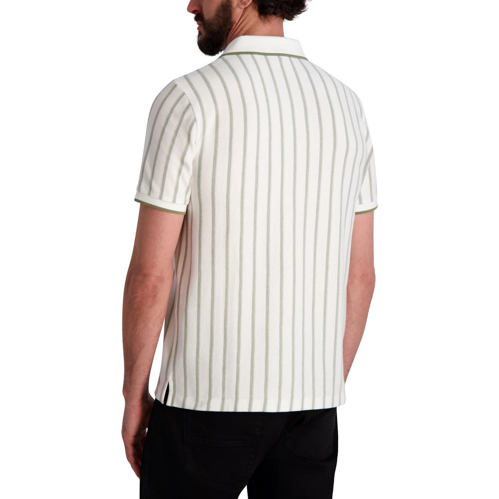 Karl Lagerfeld Paris JOHNNY COLLAR STRIPED POLO WITH SIGNATURE